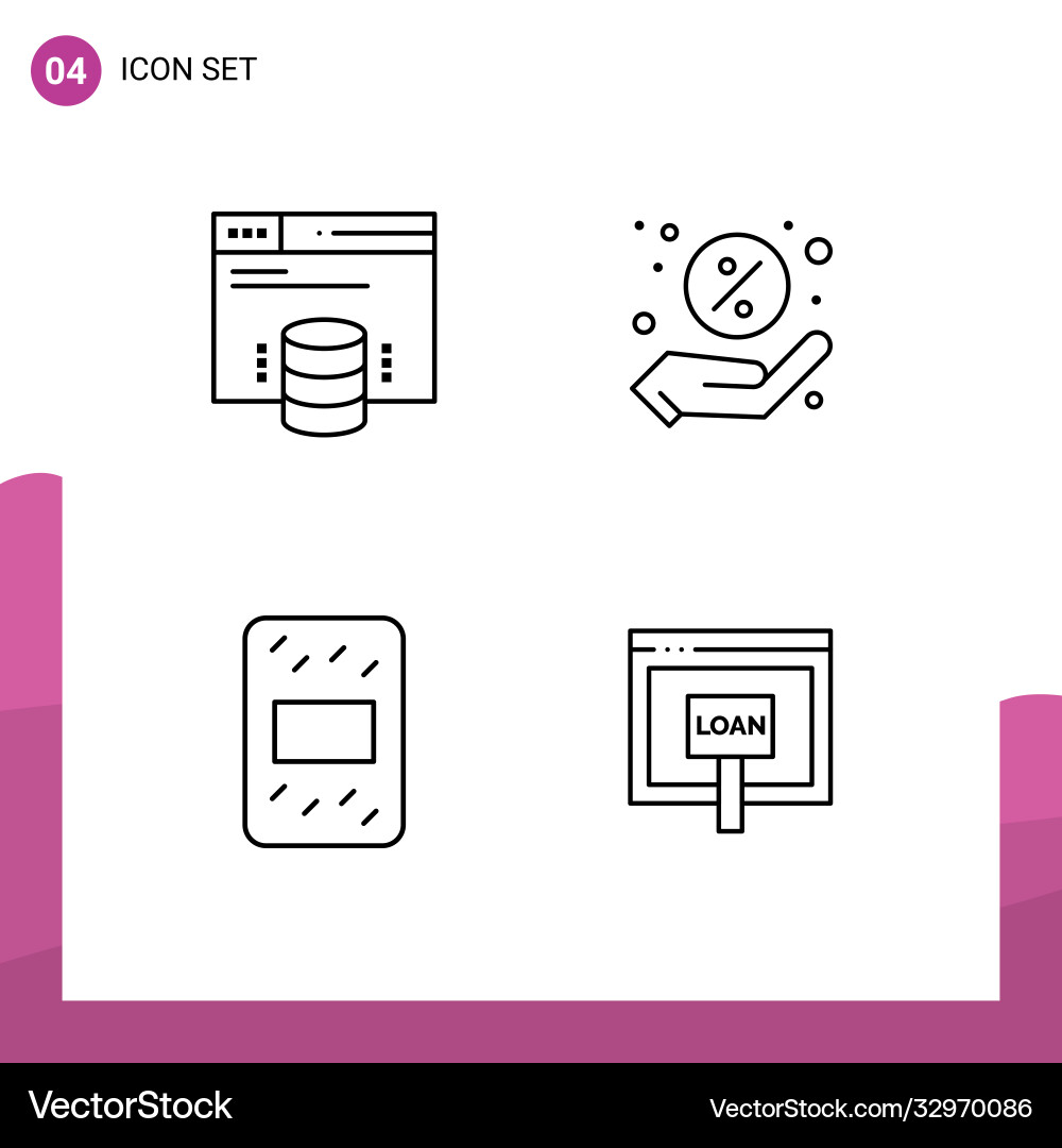 User interface pack 4 basic filledline flat Vector Image