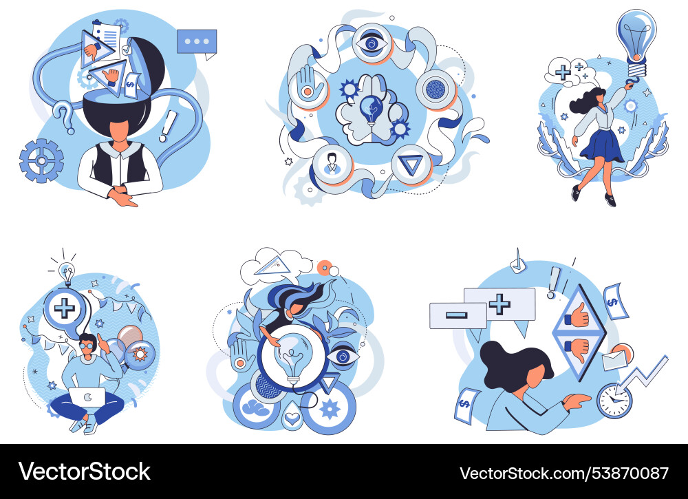 Cognitive processes and mindset transformation Cognitive processes and mindset transformation vector image