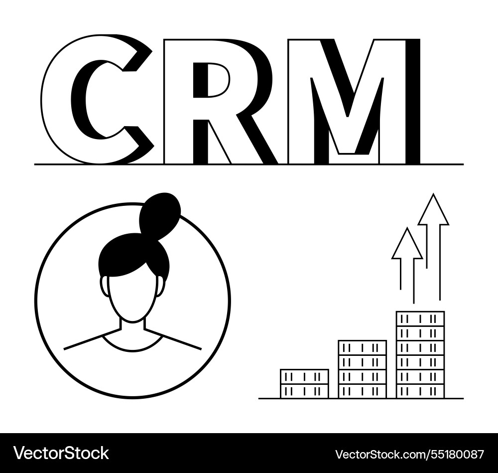 Crm concept with user icon bar chart growth Crm concept with user icon bar chart growth vector image