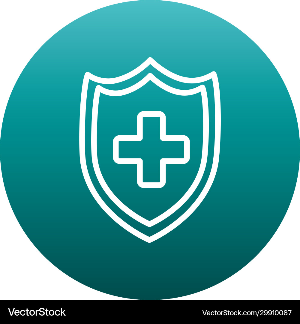 Cross inside shield block gradient style icon vector image