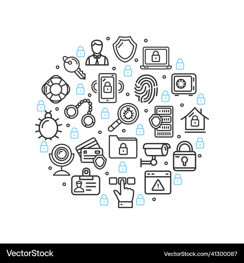 Data security sign round design template thin line