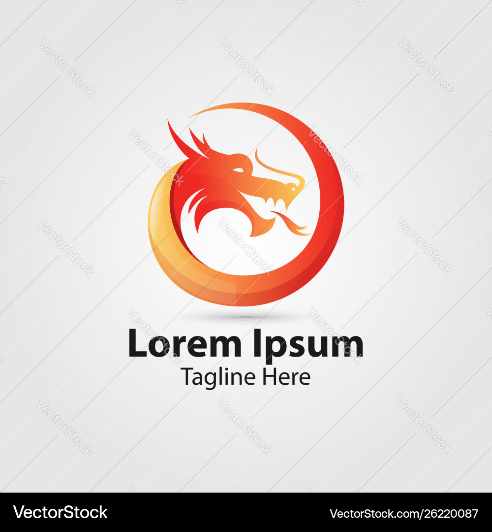 Dragon circle logo vector image