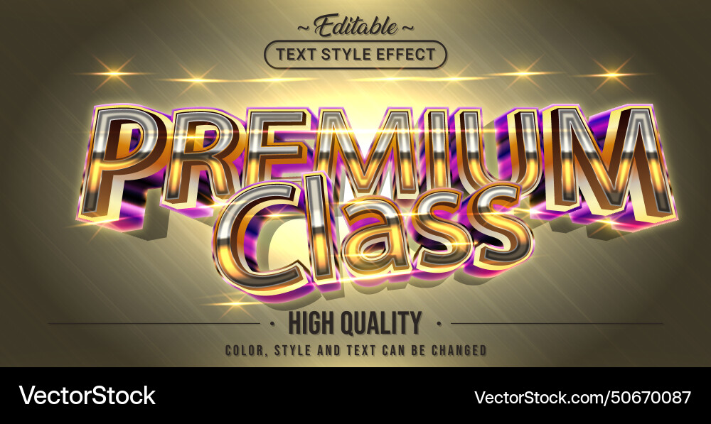 Editable text style effect - premium class vector image