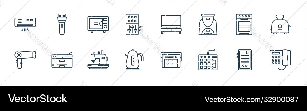 Electronics line icons linear set quality Electronics line icons linear set quality vector image