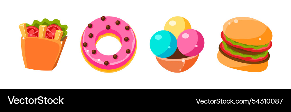 Fast food object and snack item set Fast food object and snack item set Vector Image