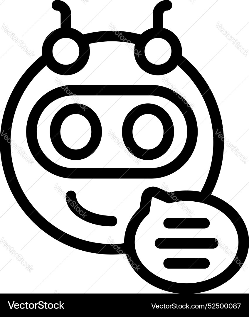 Friendly chatbot character smiling and displaying vector image