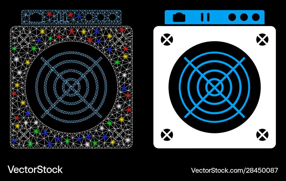 Glowing mesh 2d mining asic hardware icon Glowing mesh 2d mining asic hardware icon vector image