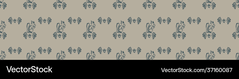 Hand carved squirrel block print seamless border Hand carved squirrel block print seamless border vector image