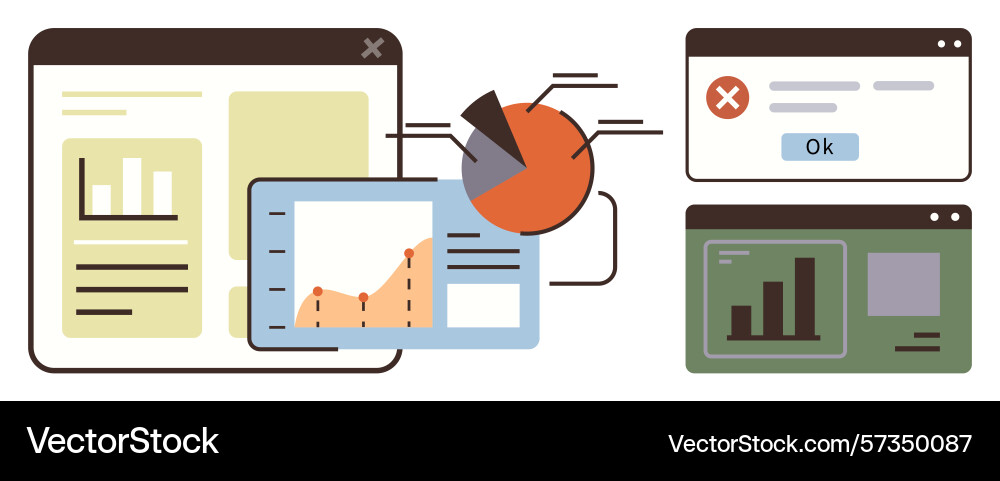 Interactive data analysis dashboard with charts Interactive data analysis dashboard with charts vector image