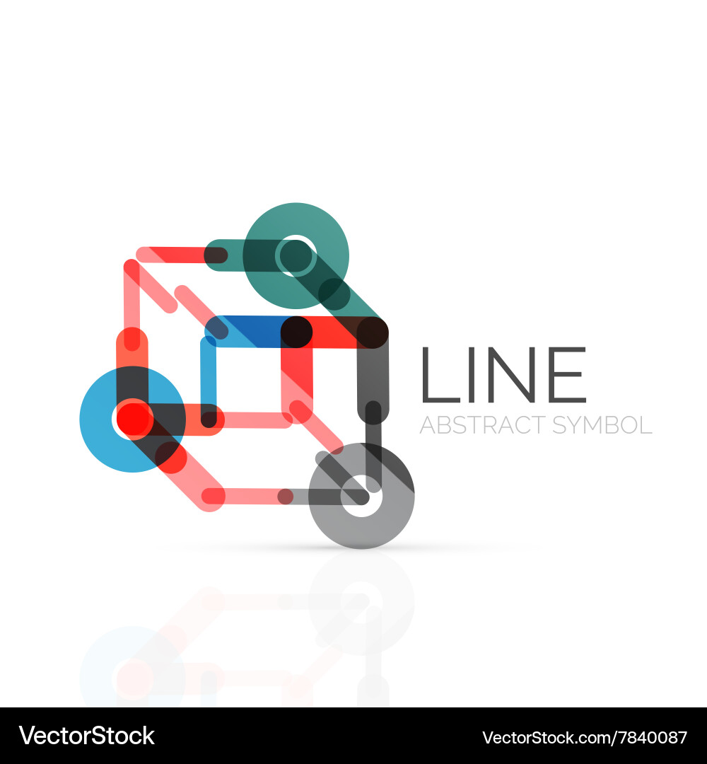 Linear abstract logo connected multicolored Vector Image