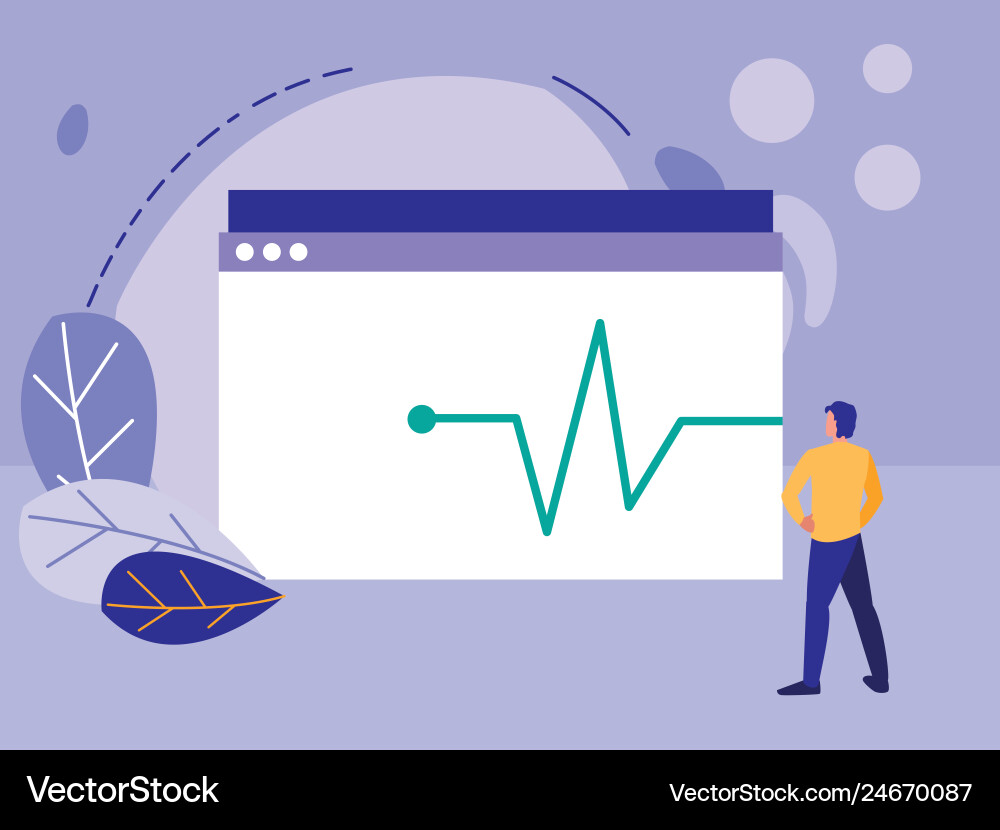 Man using template webpage Man using template webpage vector image