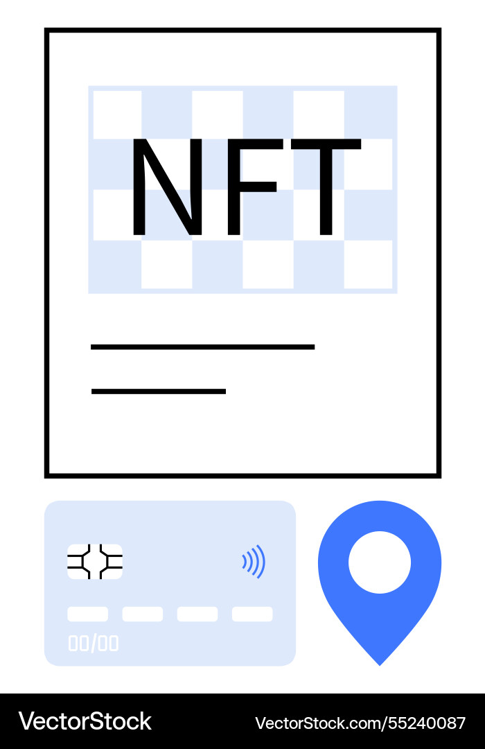 Nft digital asset card with qr code credit Vector Image