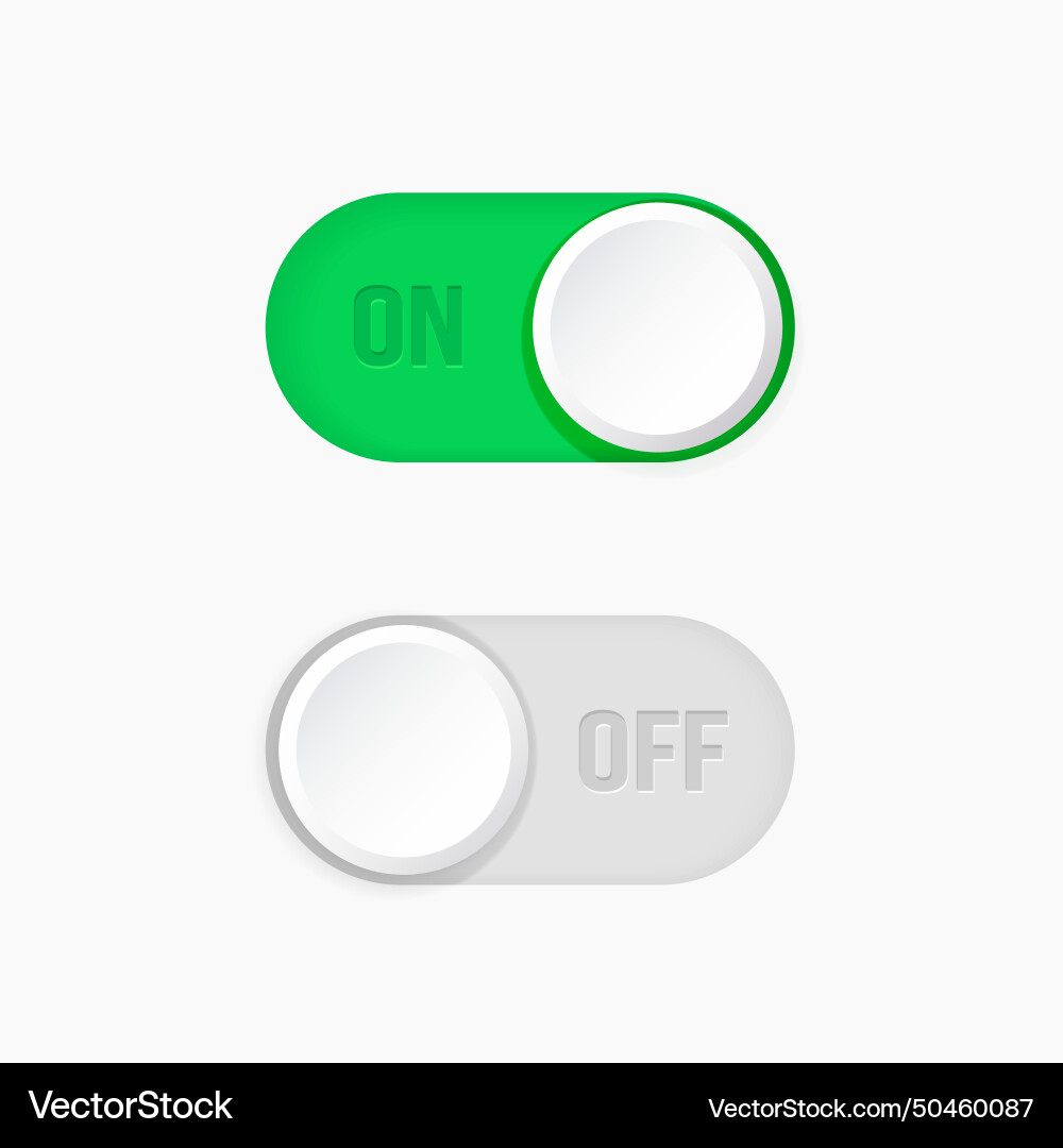 On and off toggle switch buttons open close vector image