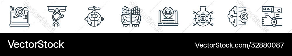 Robotics line icons linear set quality Robotics line icons linear set quality vector image