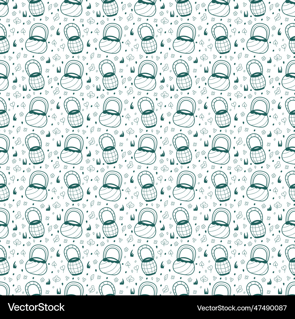 Seamless pattern with green abstract baskets Vector Image