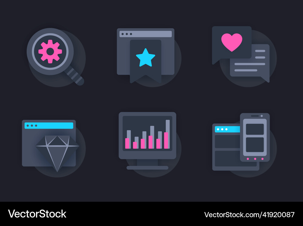 Seo optimization web concept of 3d paper icons set Vector Image