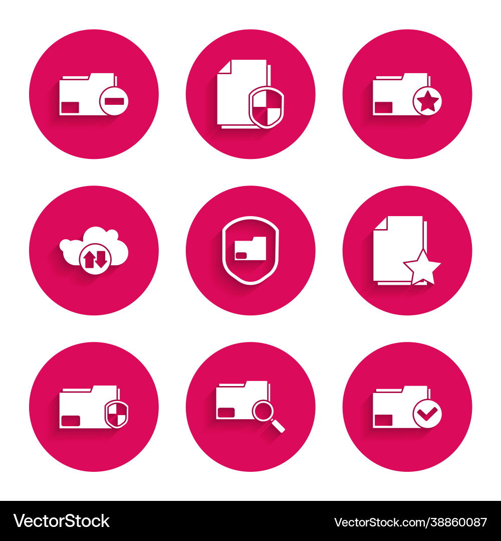 Set document folder protection search concept Vector Image