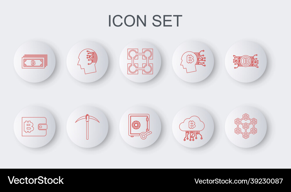 Set line blockchain technology cryptocurrency Set line blockchain technology cryptocurrency vector image