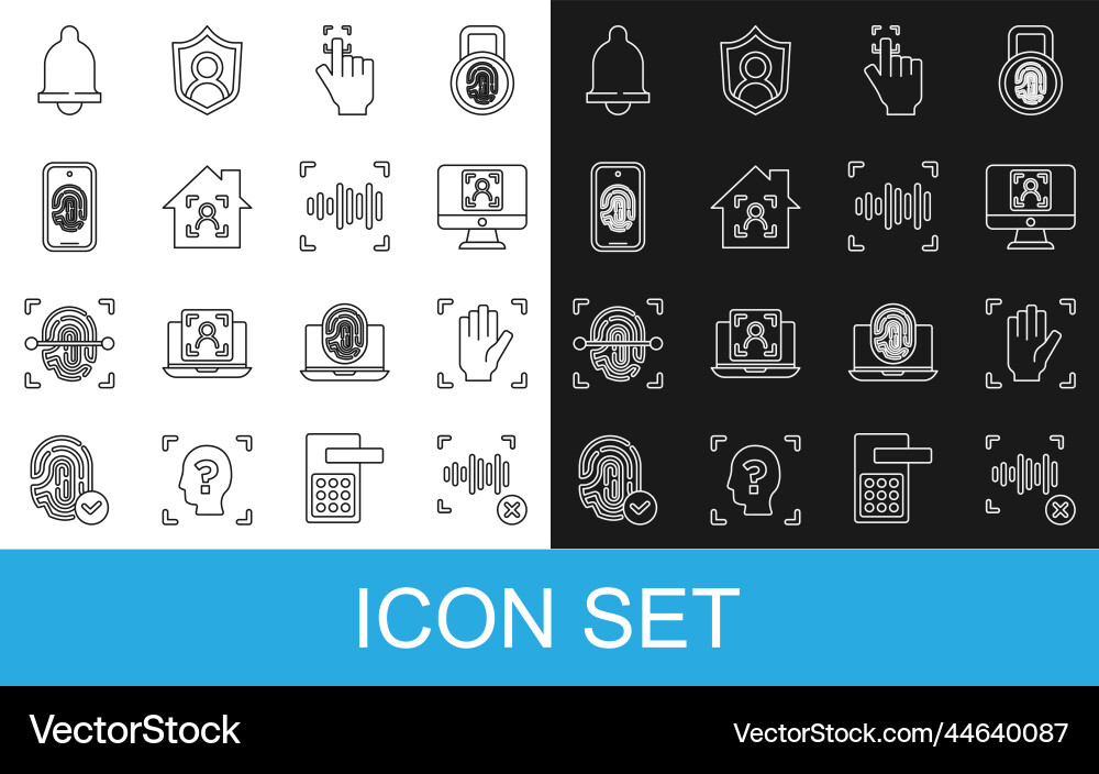 Set line rejection voice recognition palm print Set line rejection voice recognition palm print Vector Image