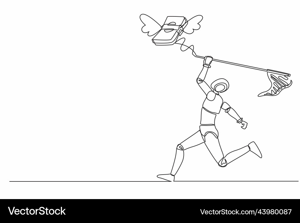 Single continuous line drawing robot try Single continuous line drawing robot try vector image