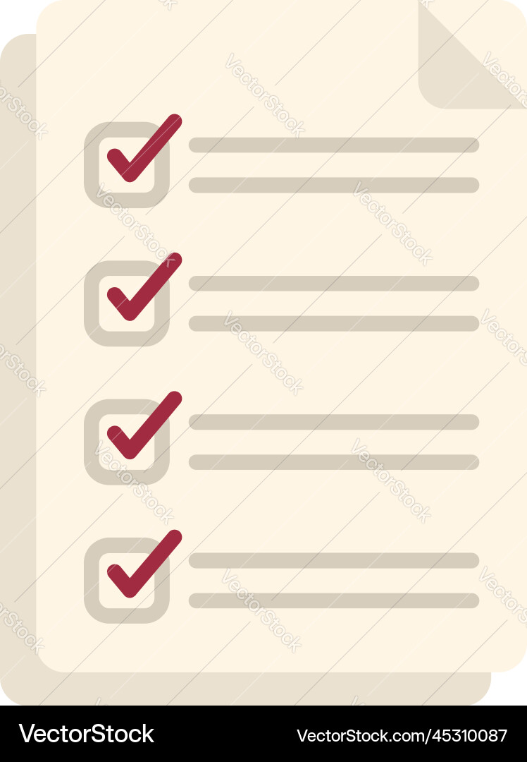 Work task icon flat test checklist Work task icon flat test checklist Vector Image