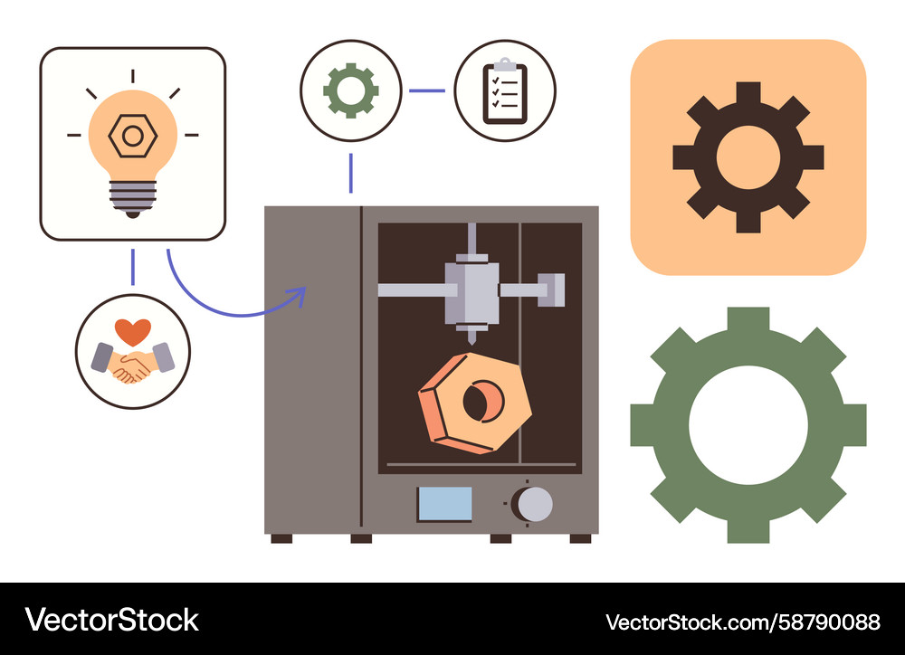 3d printing machine creating object Vector Image