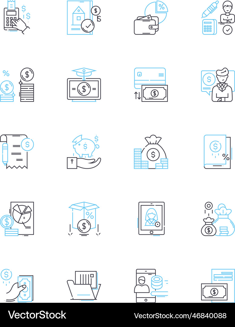 Advanced analytics linear icons set predictive Advanced analytics linear icons set predictive vector image