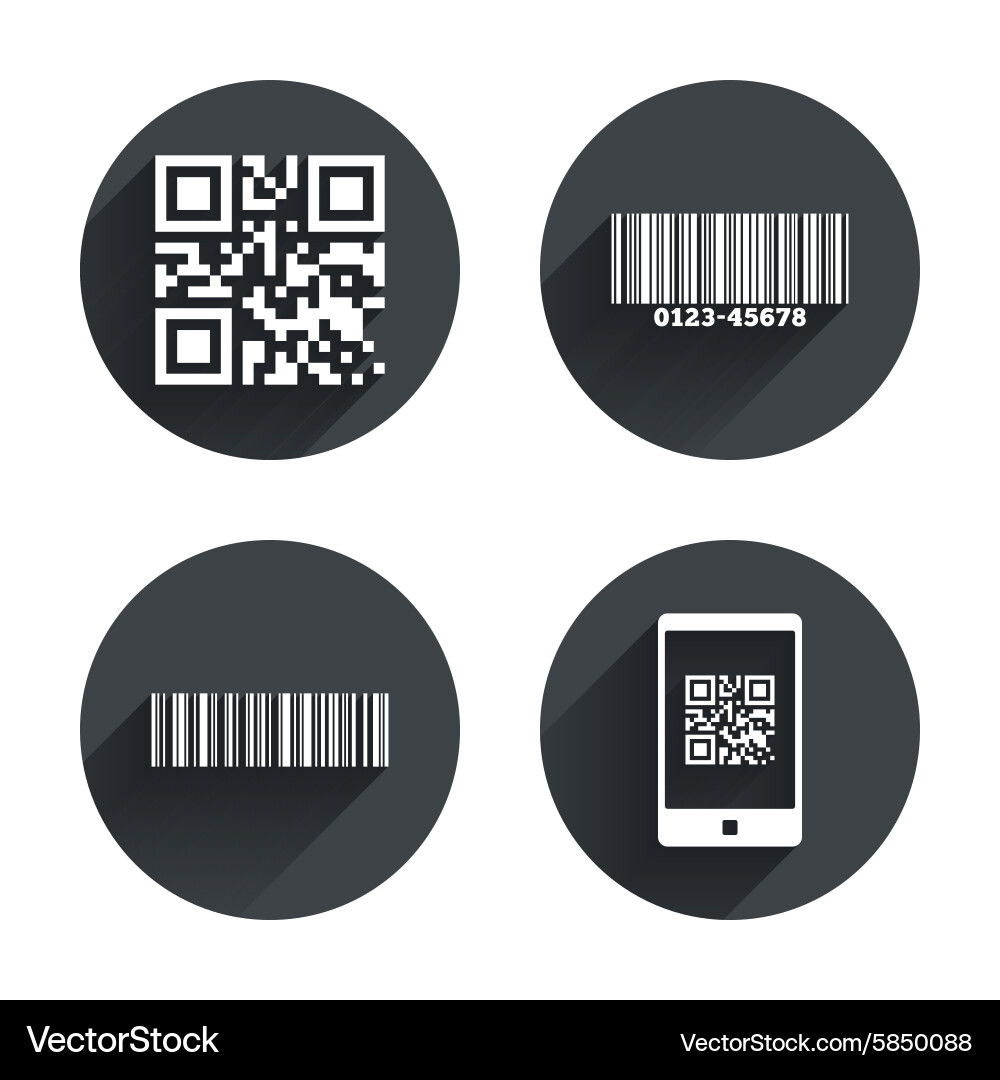 Barcode and QR Code Icons Vector Image