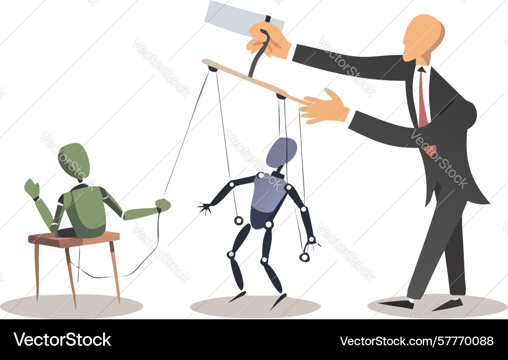 Collaborative puppet manipulation team control vector image