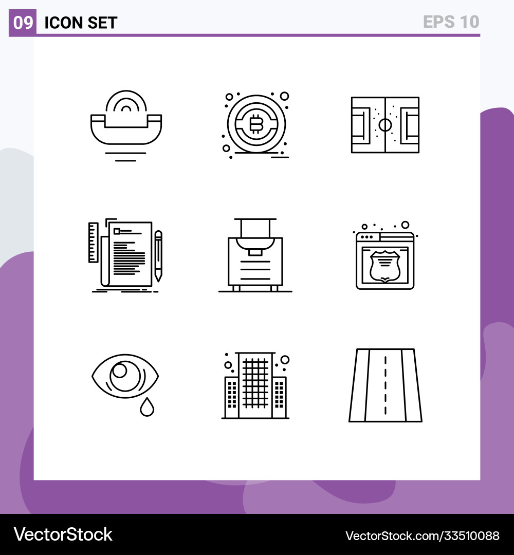Editable line pack 9 simple outlines script Vector Image