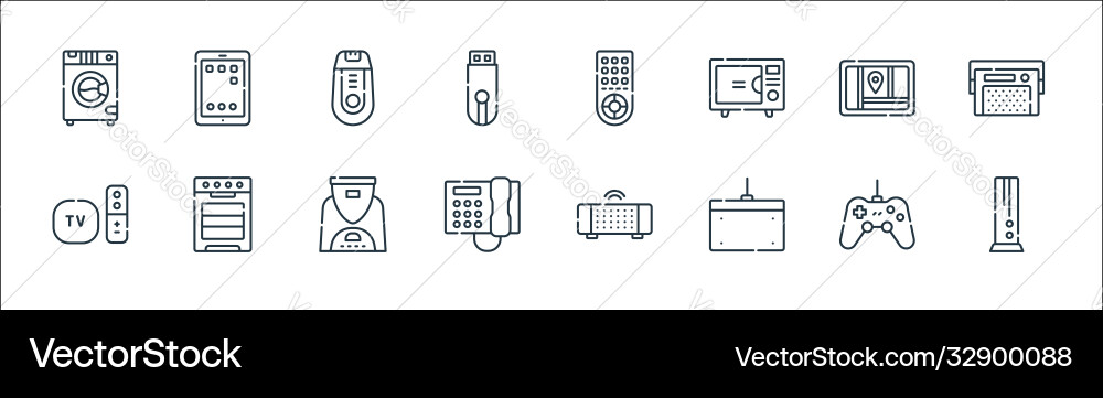 Electronics line icons linear set quality Electronics line icons linear set quality vector image