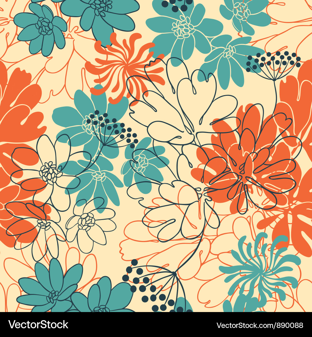 Hand Drawn Floral Seamless Pattern vector image