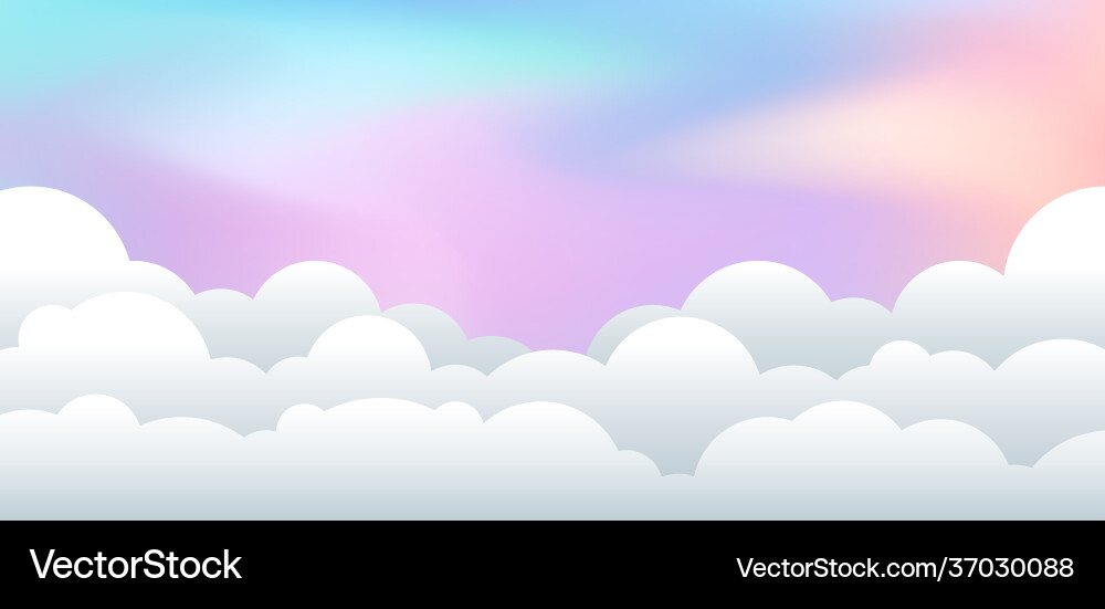 Landscape with cloudy paper cut style pastel vector image