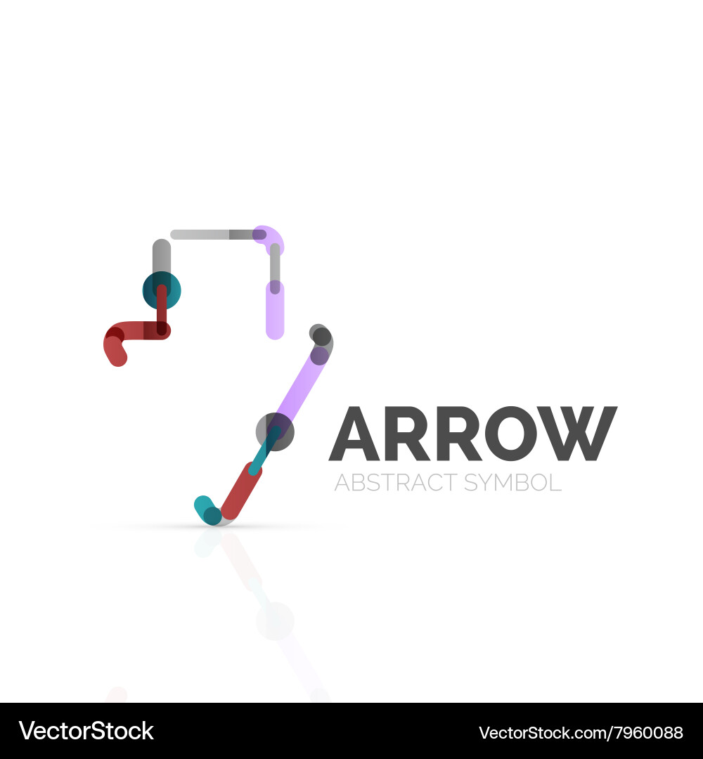Linear arrow abstract logo connected multicolored vector image