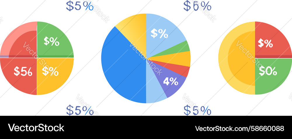 Multi-segmented pie chart for sales breakdown Vector Image