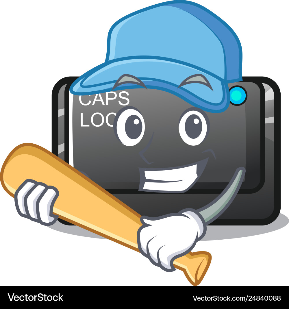 Playing baseball capslock button on a computer vector image