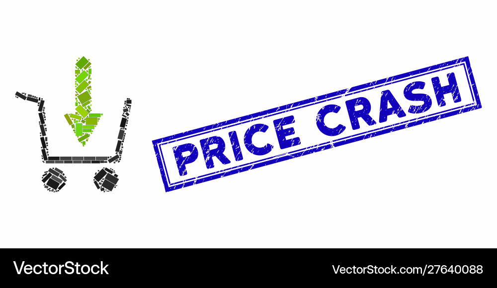 Rectangle mosaic add to basket with textured price Rectangle mosaic add to basket with textured price Vector Image