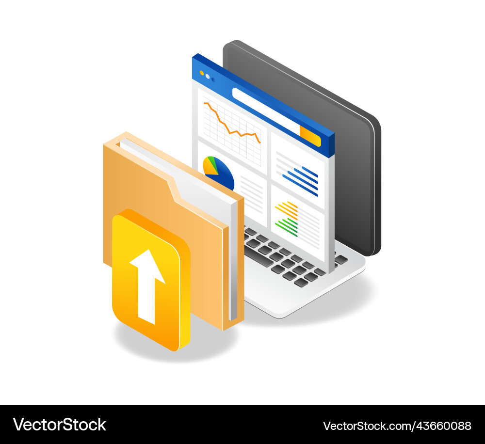 Send analysis data folder by computer Send analysis data folder by computer vector image