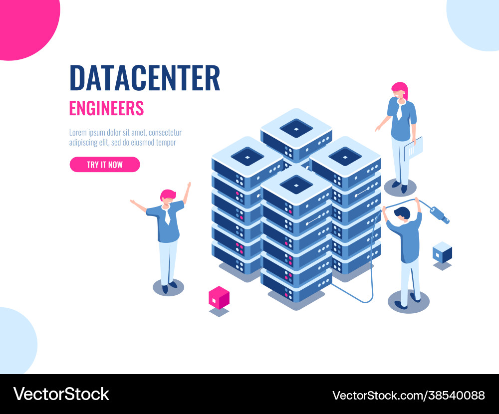 Server room rack database and data center cloud Server room rack database and data center cloud vector image