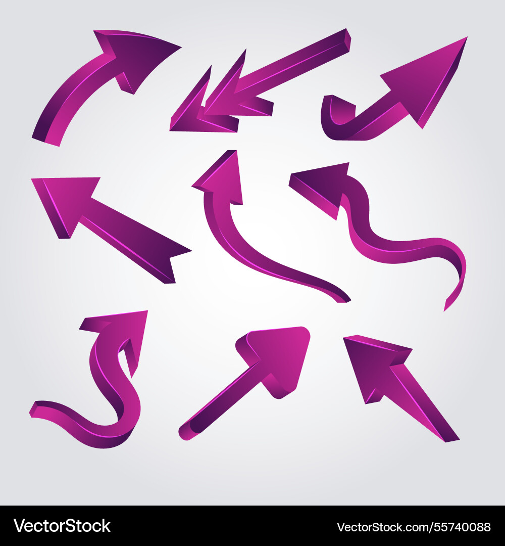 Set of arrows to mark in realistic style vector image