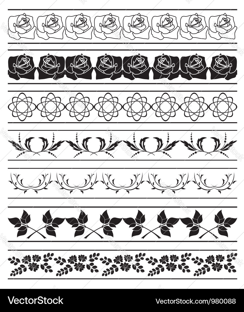 Set of floral elements borders Vector Image