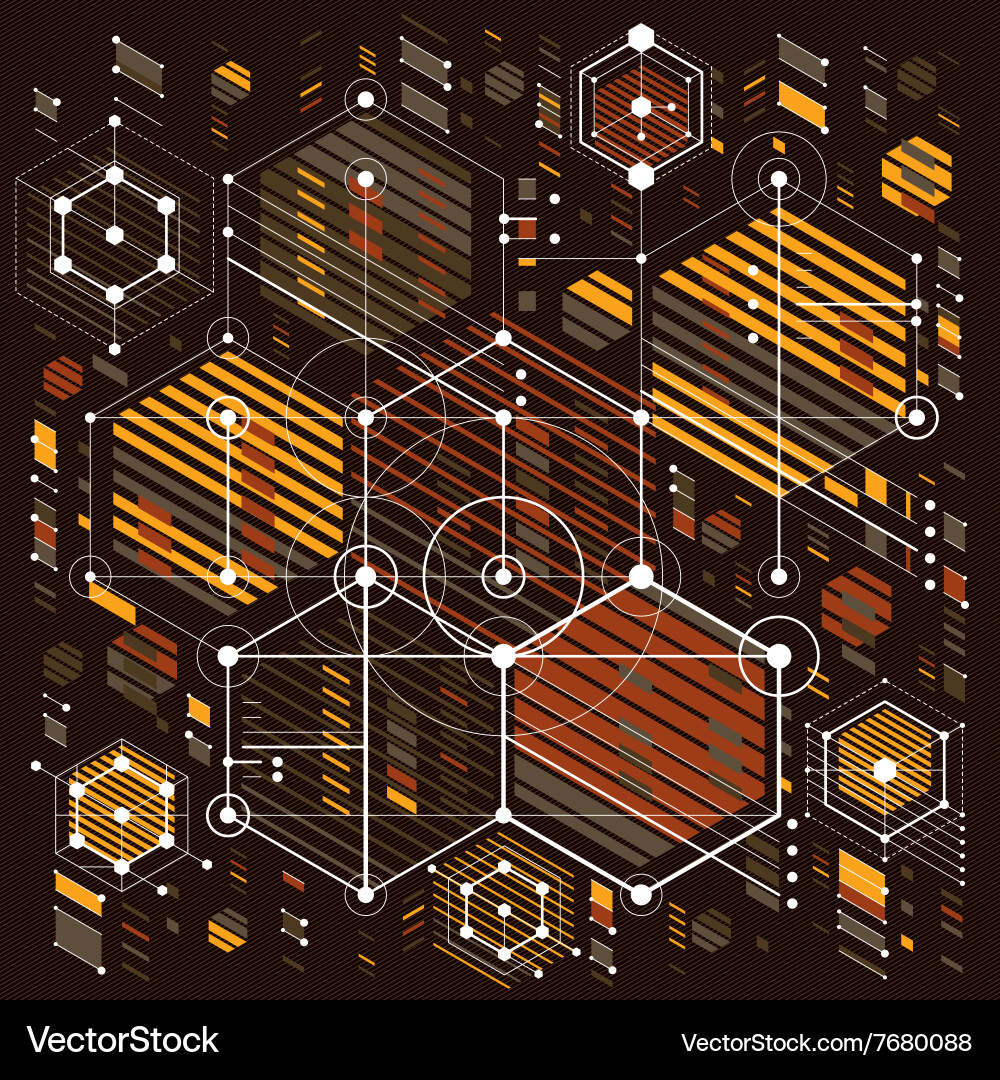 Technical drawing with dashed lines and geometric Vector Image