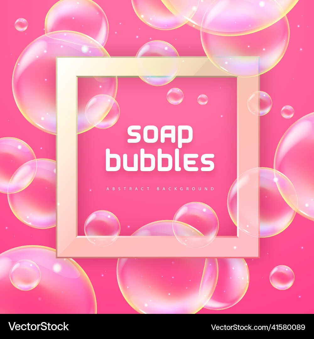 Abstract background with realistic soap bubbles vector image