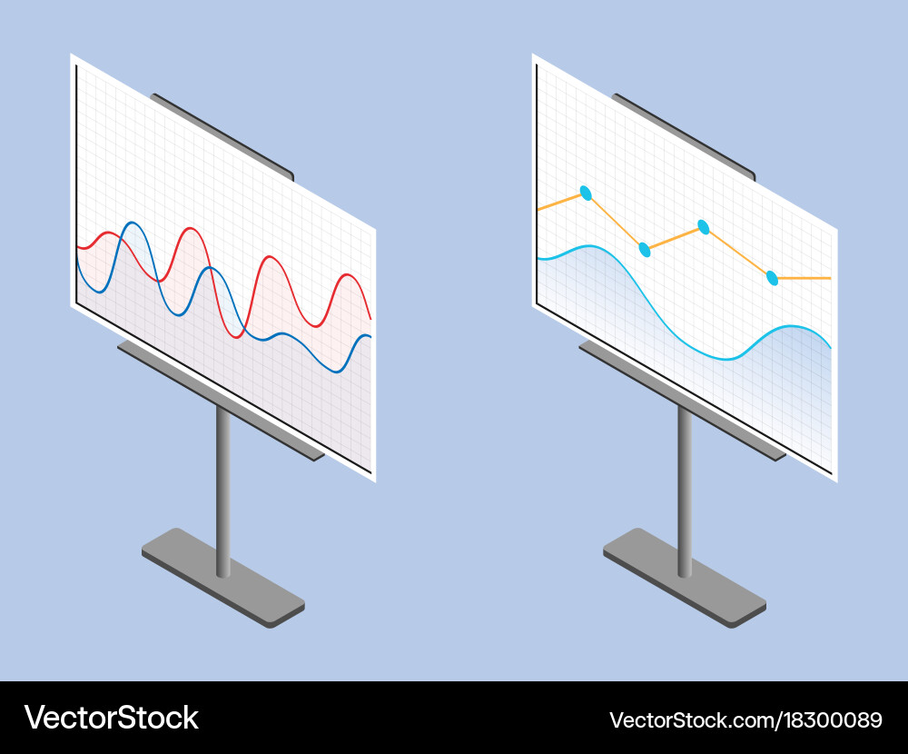 Business chart board set of graphs data vector image