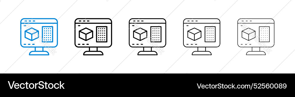 Computer simulation icon set on white background Vector Image