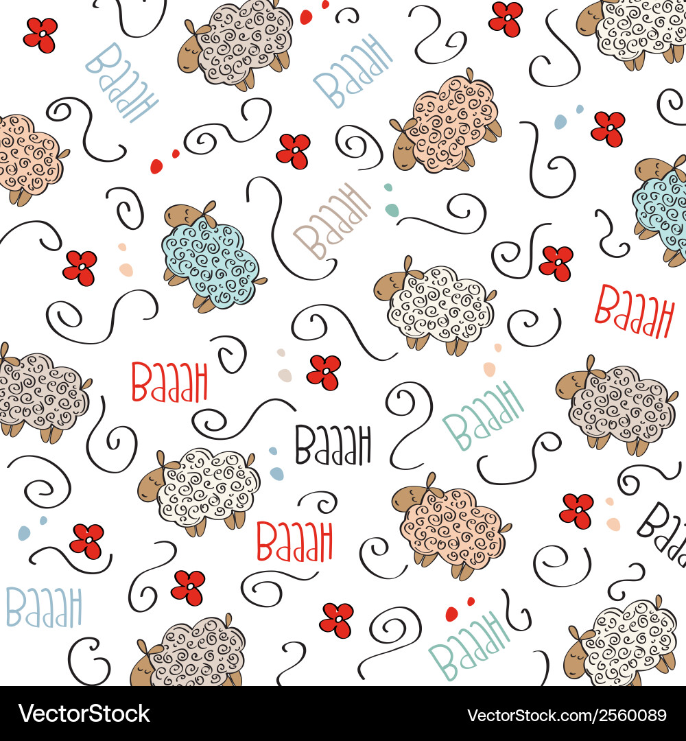 Cute seamless pattern with sheeps Vector Image