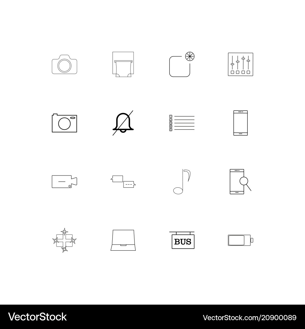 Devices linear thin icons set outlined simple vector image