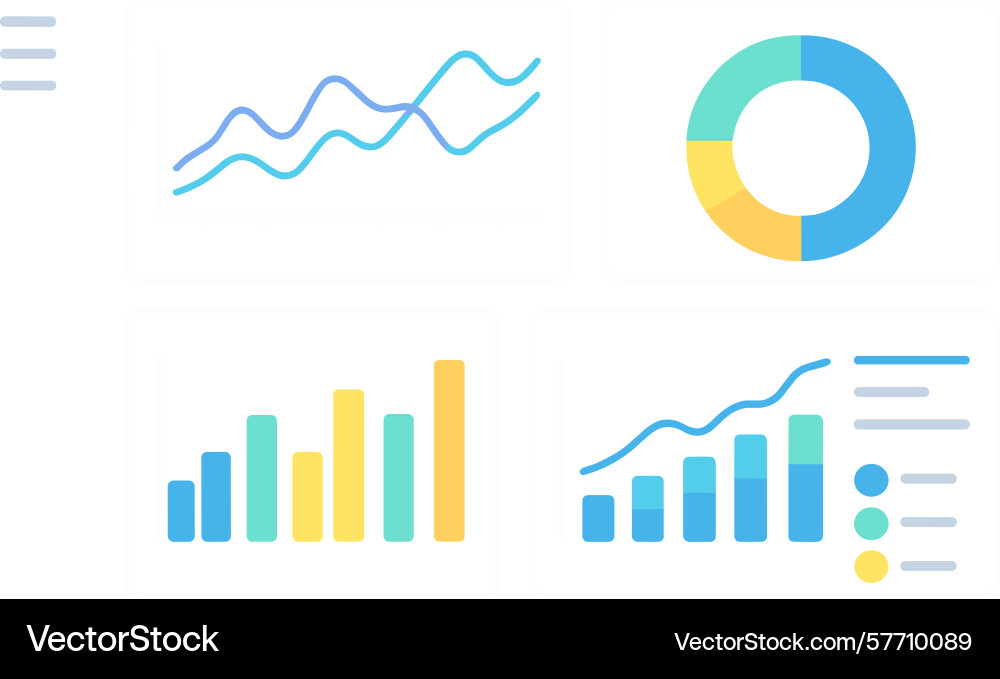 Displaying various charts and graphs representing Displaying various charts and graphs representing vector image