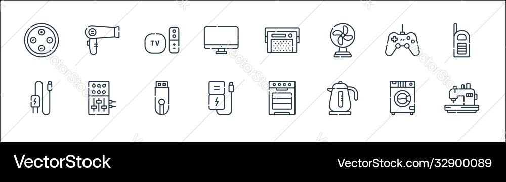 Electronics line icons linear set quality vector image