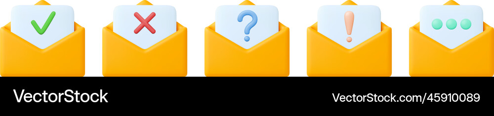 Email 3d letters yellow envelopes icons office Email 3d letters yellow envelopes icons office vector image
